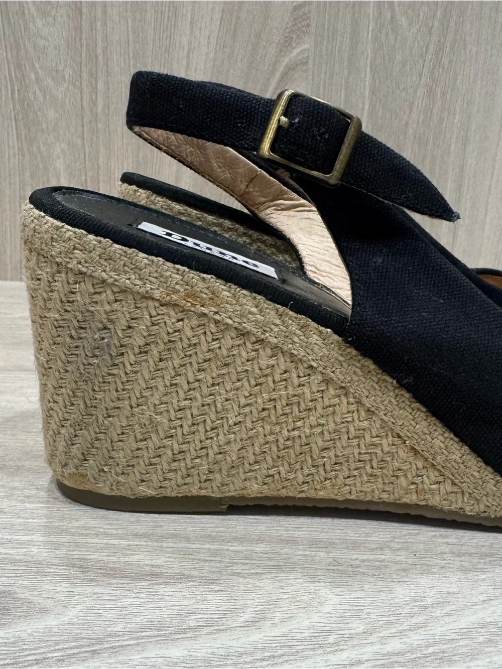 Dune London Black Canvas Espadrille Wedge Slingbacks